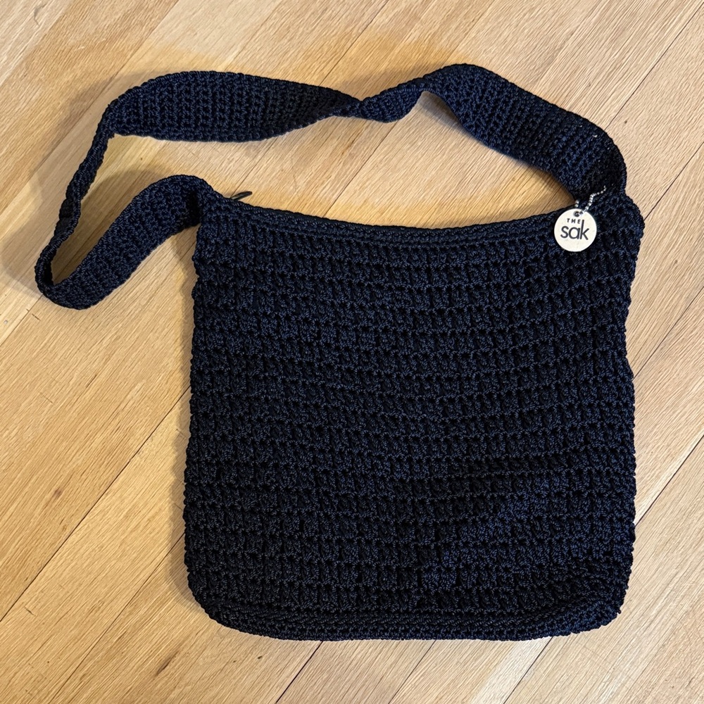 The Sak Black Crochet Shoulder Bag